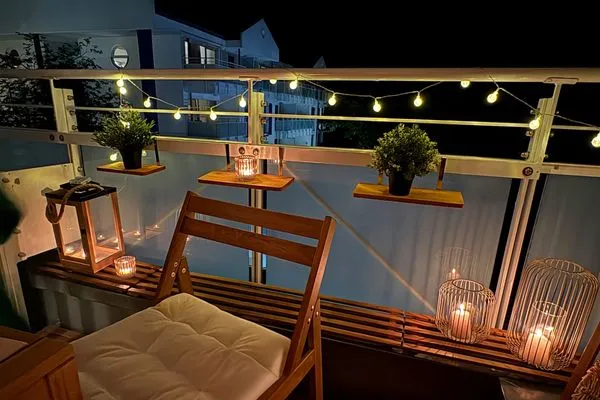 Ferienwohnung Aparthotel Zingst Heymat - Balkon am Abend  Heymat