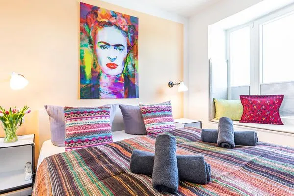 Schlafzimmer mit Doppelbetten 160x200  FeWo Casa Carmen in PRORA - 2.52