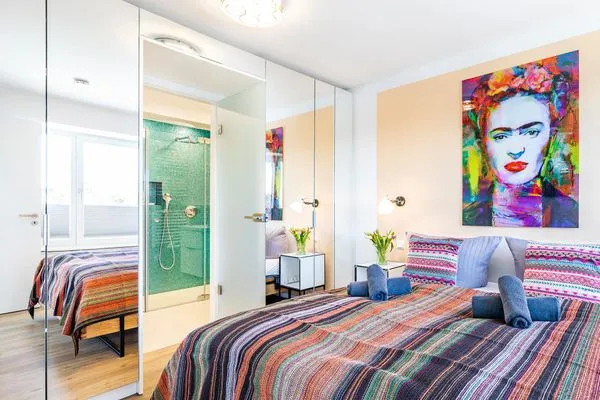 Schlafzimmer mit Doppelbetten 160x200  FeWo Casa Carmen in PRORA - 2.52