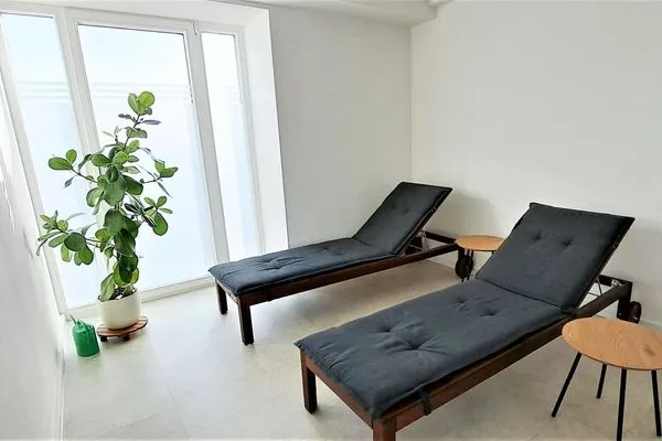 Gemeinschafssauna: Sky-Sauna 5.OG (mit dazu gehöriger Rooftop-Terrasse)  FeWo Düne 18 in PRORA - 5.21