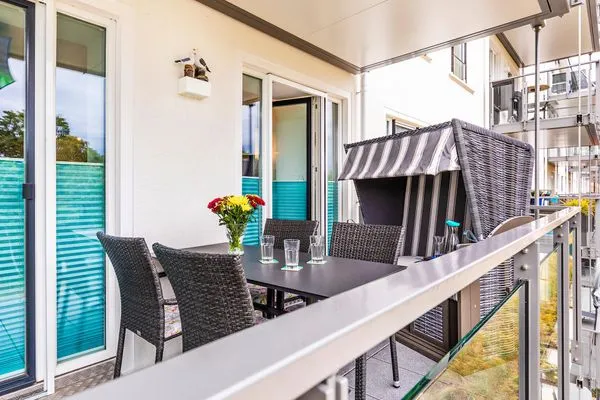 Balkon  FeWo Strandmuschel in PRORA mit Strandkorb am Strand & Balkon - 8.32