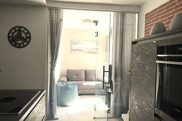 1/2 Zimmer: Schlafsofa (140x200), abgetrennt mit Glastür  FeWo Strandloft in PRORA - 7.12