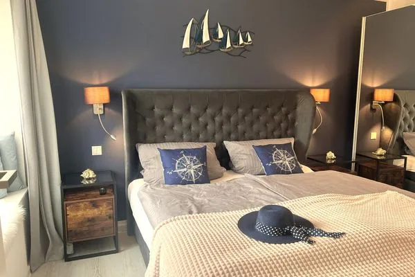 Schlafzimmer 2: 2 Einzelbetten (90x200) (bei Bedarf zusammenschiebbar)  FeWo Strandloft in PRORA - 7.12