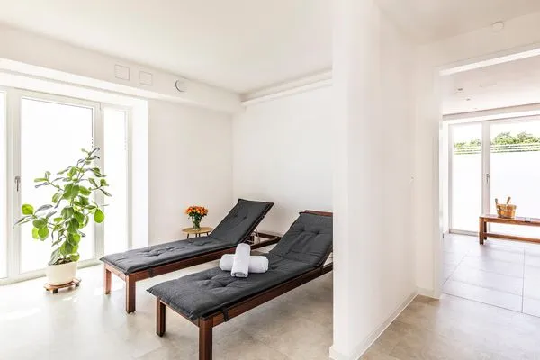 Gemeinschafssauna: Sky-Sauna 5.OG (mit dazu gehöriger Rooftop-Terrasse)  FeWo MariSol in PRORA Strandnah mit Meerblick & Sauna - 5.22