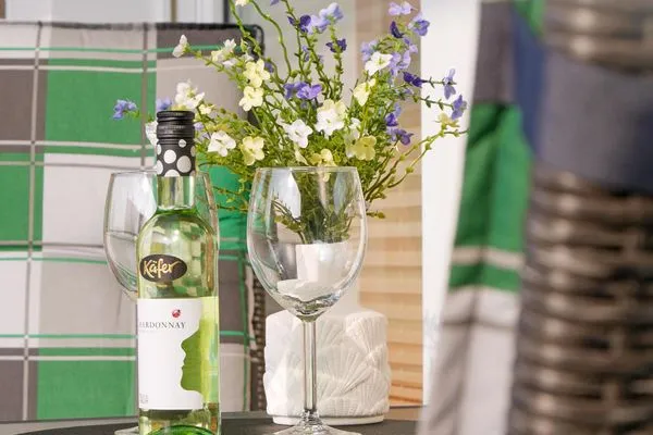 Balkon Tisch Ferienhaus Greune-Stee 87 Ferienwohnung Uttiet bi de Düün