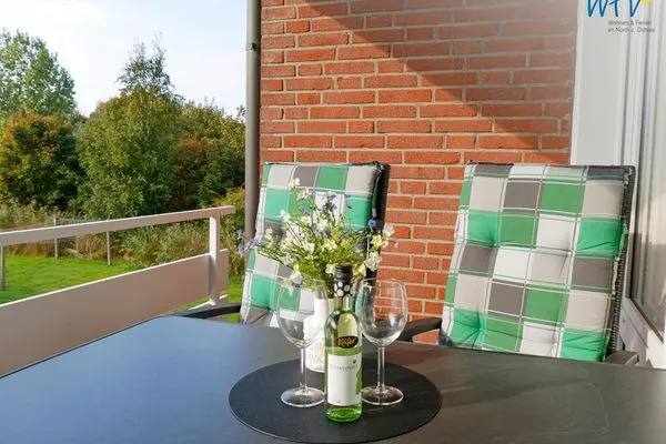 Balkon Westseite Ferienhaus Greune-Stee 87 Ferienwohnung Uttiet bi de Düün