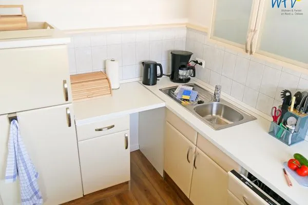 Küche / Kühlschrank und Gefrierschrank Ferienhaus Greune-Stee 87 Ferienwohnung Uttiet bi de Düün