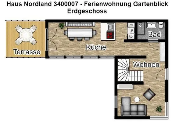 Grundriss Haus Nordland Ferienwohnung Gartenblick