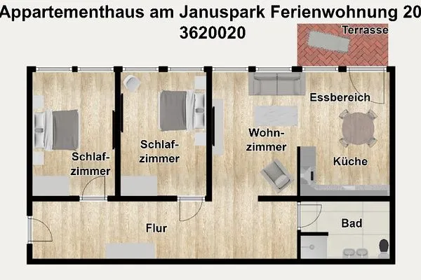 Grundriss Appartementhaus Villa am Januspark Ferienwohnung Border Suite