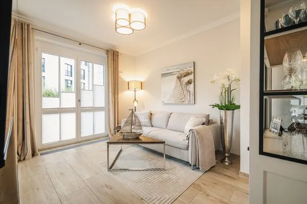 Blick in den Wohnbereich Logierhaus Friedrich WE 2 - "Strandrose"