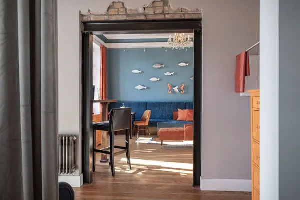 Wohnzimmer Strandvilla Hafenloge - stilvoll wohnen direkt am Niendorfer Hafen