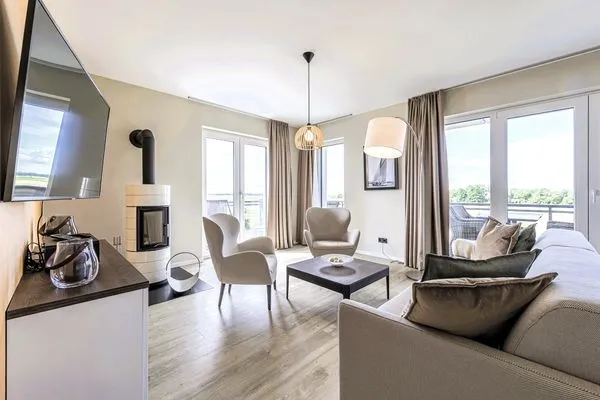 Ferienwohnung Strandleben Ostseebad Wustrow ZweiWasser Alte Seefahrtschule Gemütliches Wohnzimmer  Strandleben