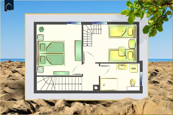 Grundriss  Ferienhaus Glück unter Reet