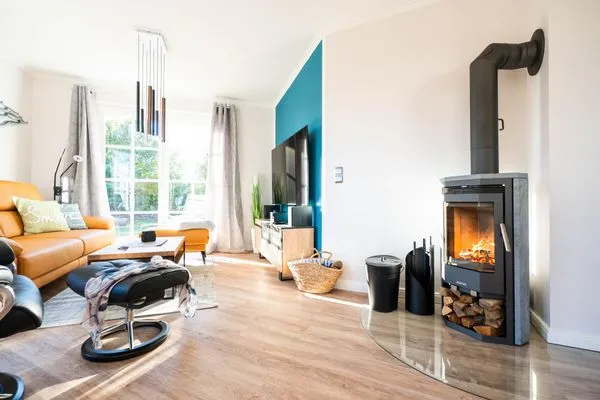 Wohnzimmer  Ferienhaus Haubenlerche 53 - Boddenglück