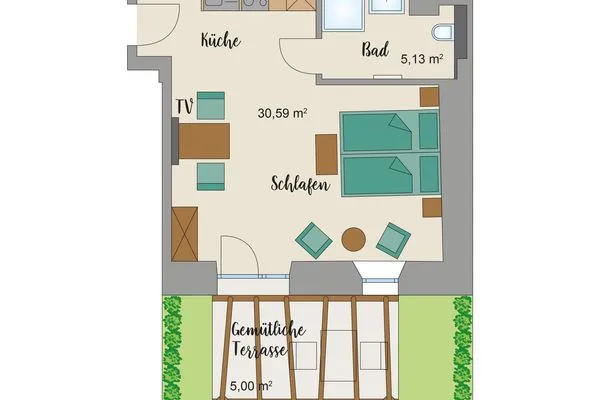 Grundriss  Appartement 1 mit Terrasse