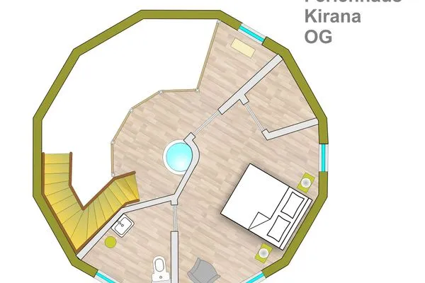 Ferienhaus Kirana - Kugelhaus am Tollensesee - Grundriss-OG  Kirana