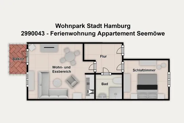 Grundriss Wohnpark Stadt Hamburg Ferienwohnung Appartement Seemöwe