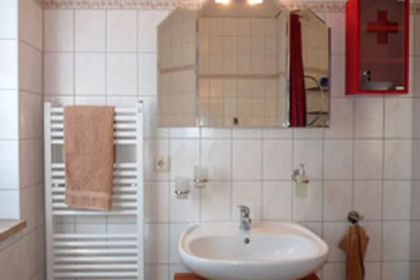 Badezimmer  Ferienhaus Fleesensee