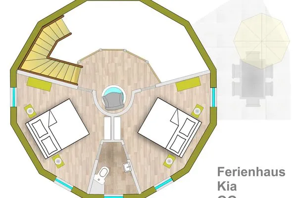 Ferienhaus Kia - Kugelhaus am Tollensesee - Grundriss Obergeschoss  Kia