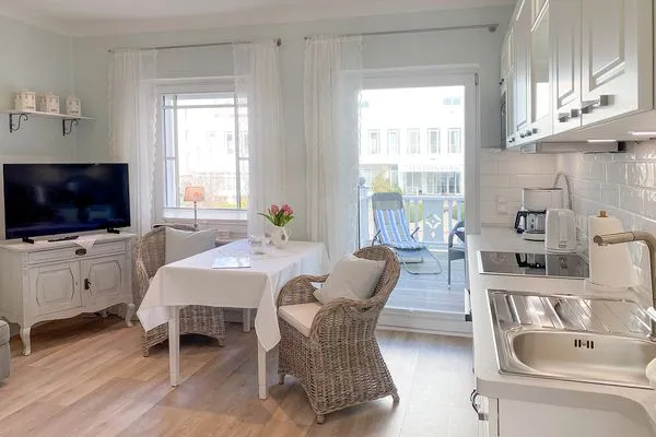 Wohnzimmer  Haus Anholt App. 35 - Strand in 50 Metern Appartment mit kleinem Meerblick