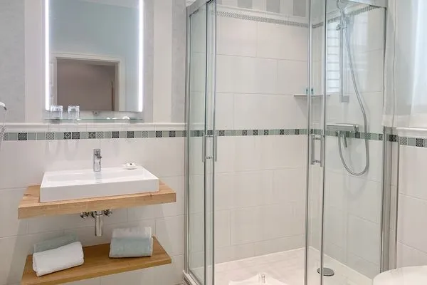 Badezimmer  Haus Anholt App. 35 - Strand in 50 Metern Appartment mit kleinem Meerblick