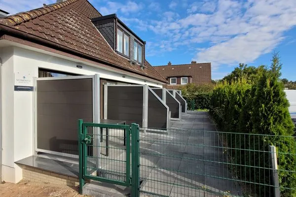 Appartements 5-8 mit Terrasse am Parkplatz  Hochwertige Ferienwohnung in ruhiger Lage mit eigener Terrasse, nur 7 Gehminuten zum Strand entfernt