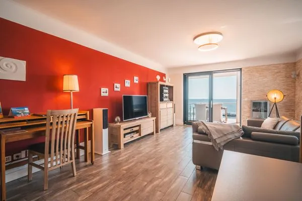 Wohnzimmer  Villa Friede-Marie, App. Ostseeweitblick - mit traumhaften Meerblick