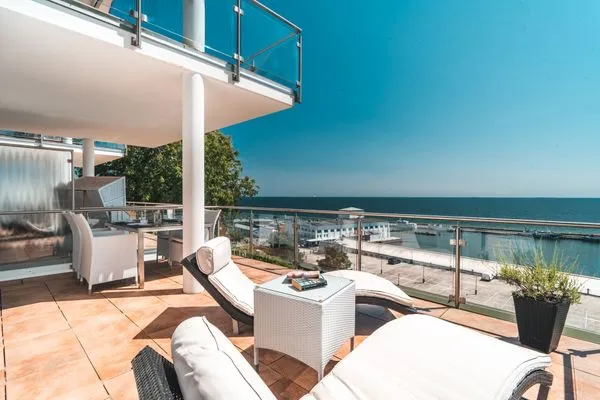 Balkon  Villa Friede-Marie, App. Ostseeweitblick - mit traumhaften Meerblick