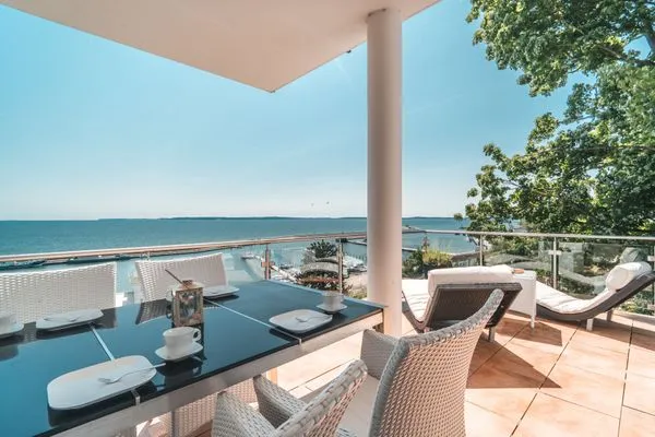 Balkon  Villa Friede-Marie, App. Ostseeweitblick - mit traumhaften Meerblick