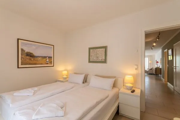 Bett  Villa Friede-Marie, App. Svea mit Hafen-Ostsee-Blick