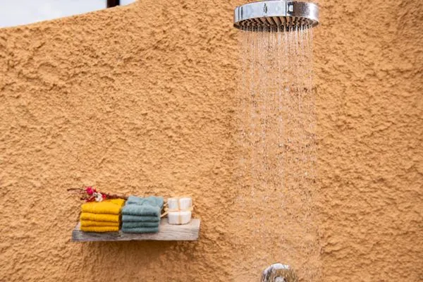 outdoor shower  Esperides by the sea