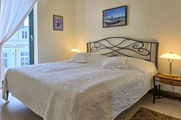 Bett  Villa Friede-Marie, Penthouse Lenea - herrlicher Meerblick über die Ostsee