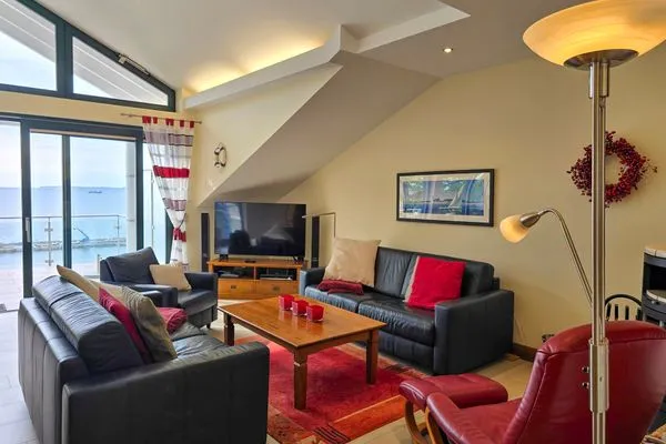 Wohnzimmer  Villa Friede-Marie, Penthouse Lenea - herrlicher Meerblick über die Ostsee