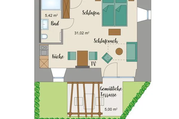 Grundriss  Appartement 2 mit Terrasse