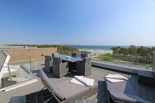 Terrasse  FeWo Meerzeit Dachterrasse & Spa in Block 1