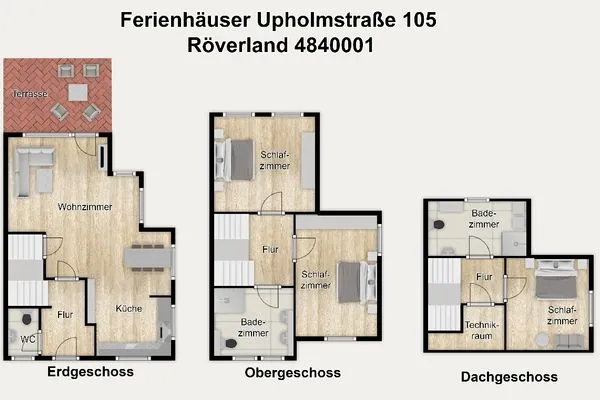 Grundriss Ferienhaus Upholmstraße 105a Röverland