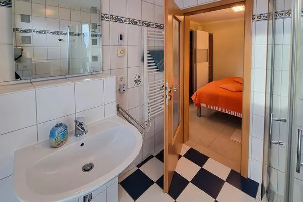 Badezimmer  Ferienhaus Zum Kreideblick, App. Seesternchen