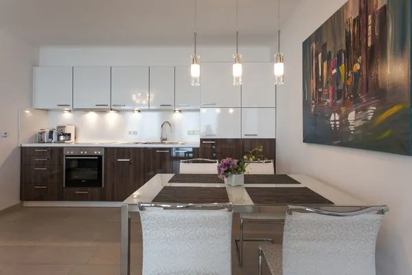 Küche / Küchenzeile  Villa Friede-Marie, App. Ariane - mit Balkon und traumhaften Meerblick