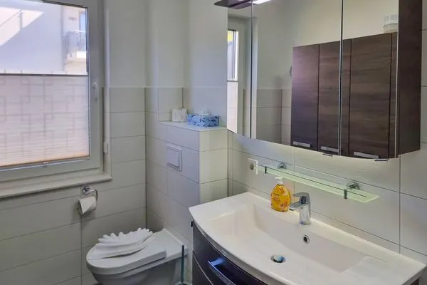Badezimmer  Villa Am alten Kreidebruch, FW Strandläufer mit Balkon