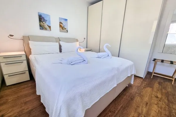 Schlafzimmer  Villa Am alten Kreidebruch, FW Strandläufer mit Balkon