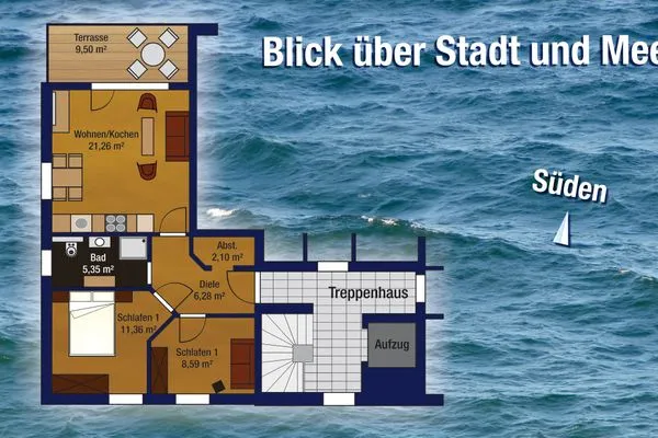Grundriss  Villa Am alten Kreidebruch, FW Störtebeker - mit Balkon