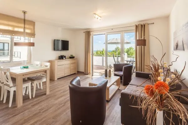 Wohnzimmer  Villa Am alten Kreidebruch, FW Störtebeker - mit Balkon