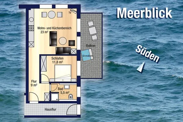 Grundriss  Villa Amelie, App. Baltic Sea - mit Meerblick
