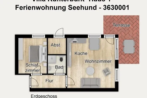 Grundriss Villa Kunterbunt- Haus 1 Ferienwohnung Seehund