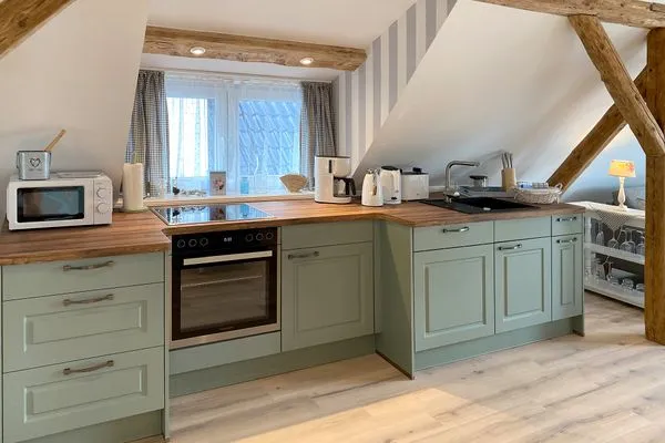 Küche / Küchenzeile  Villa Imme App. 5 - großzügige Studio-Ferienwohnung mit Südbalkon & Meerluft-Feeling