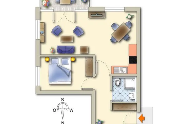 Grundriss Residenz am Strand Wohnung 1-02