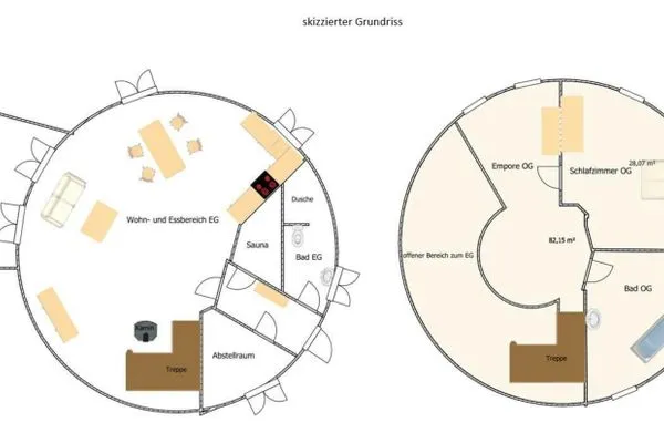 Ferienhaus Tamika am Tollensesee - Grundriss EG/OG  Tamika