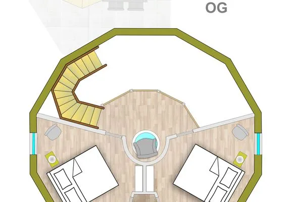 Ferienhaus Eos - Kugelhaus am Tollensesee - Grundriss OG  Eos