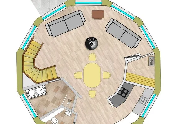 Ferienhaus Eos - Kugelhaus am Tollensesee - Grundriss EG  Eos