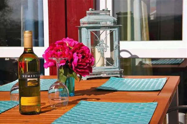 Terrasse Dänisches Ferienhaus am Salzhaff, Haus Meerjungfrau